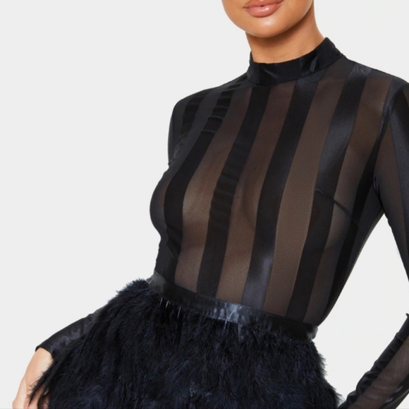 PrettyLittleThing  Black Feather Bottom Dress - Picture 2 of 14